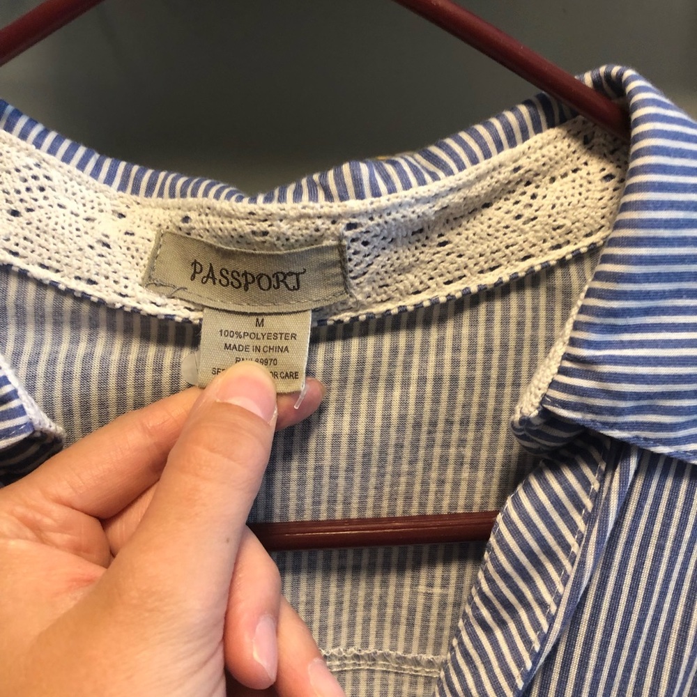 Passport Dress/ Blue and White/ Size Medium